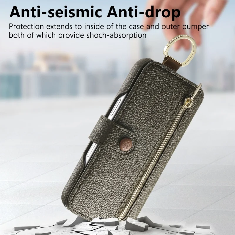 Deluxe Flip Leather Wallet Phone Case with Card Holder and Strap