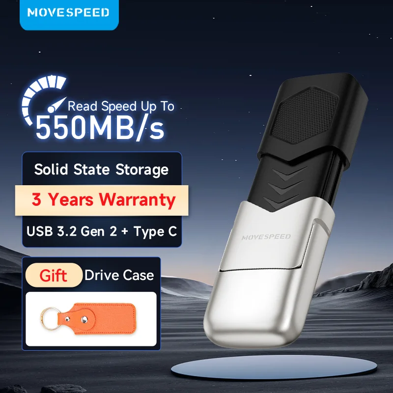 

MOVESPEED 1TB USB 3.2 Gen 2 550MB/s High Speed Type C Pen Drive 2 in 1 USB Flash Drive 512GB 256GB 128GB for Phones Laptop PC