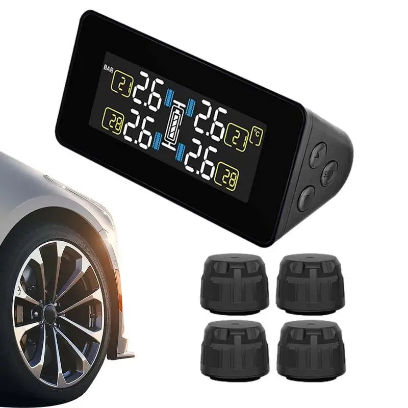 

Tire Pressure Sensors Super Sensitive Car Tire Pressure Monitor With Solar Panel LCD Long Standby Sensors For Minivans