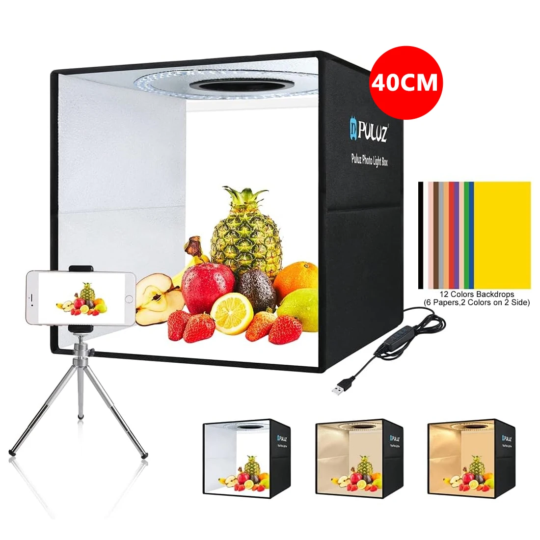 Photo Studio Box Photo Studio Light Tent PULUZ Photo Studio Light Box Portable Photography Lightbox Photo Studio Shooting Tent Box Kit 6/12 Color Background Softbox Kit