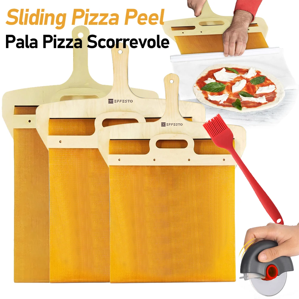 Wooden Pala Pizza Scorrevole 21x14 Inch Pizza Spatula Paddle The Pizza Peel  That Transfers Pizza Perfectl Pizza Oven Accessories