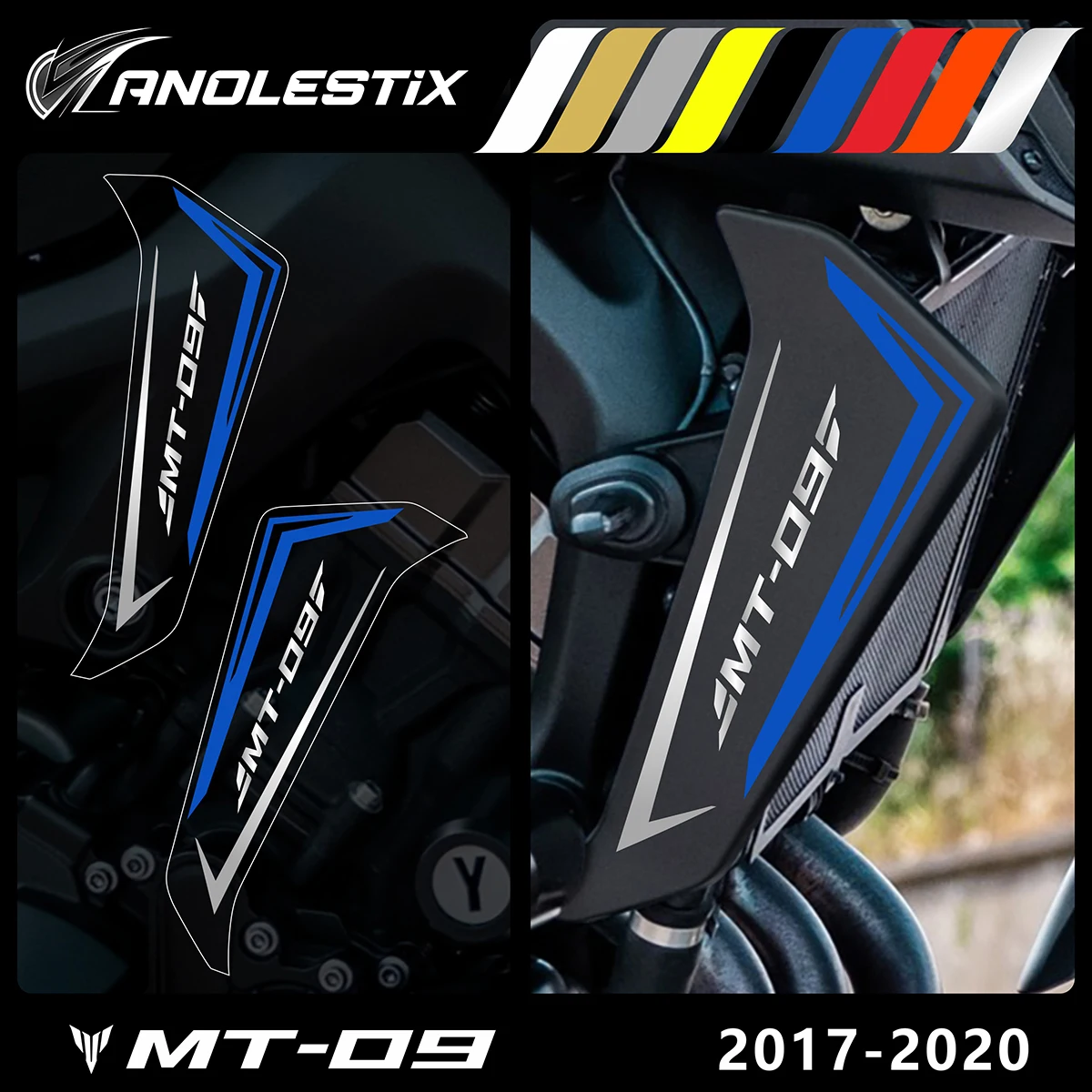 AnoleStix Reflective Motorcycle Stickers Radiator Side Cover Decals Set For YAMAHA MT09 MT-09 SP 2017 2018 2019 2020 radiator cover anthracite 172x19x81 cm mdf