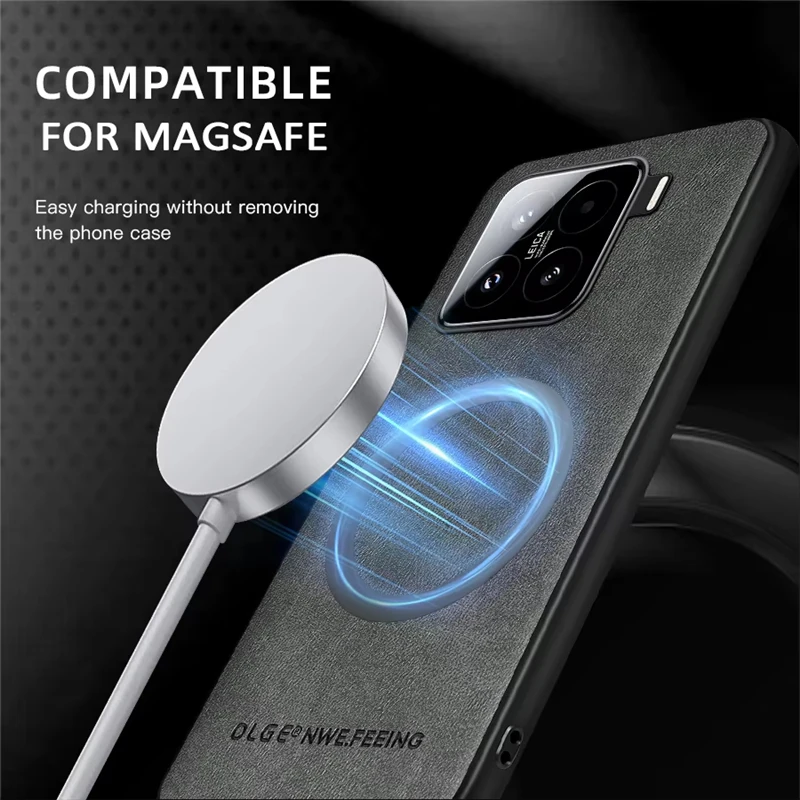 Premium Magnetic Leather Phone Case with Magsafe Compatibility