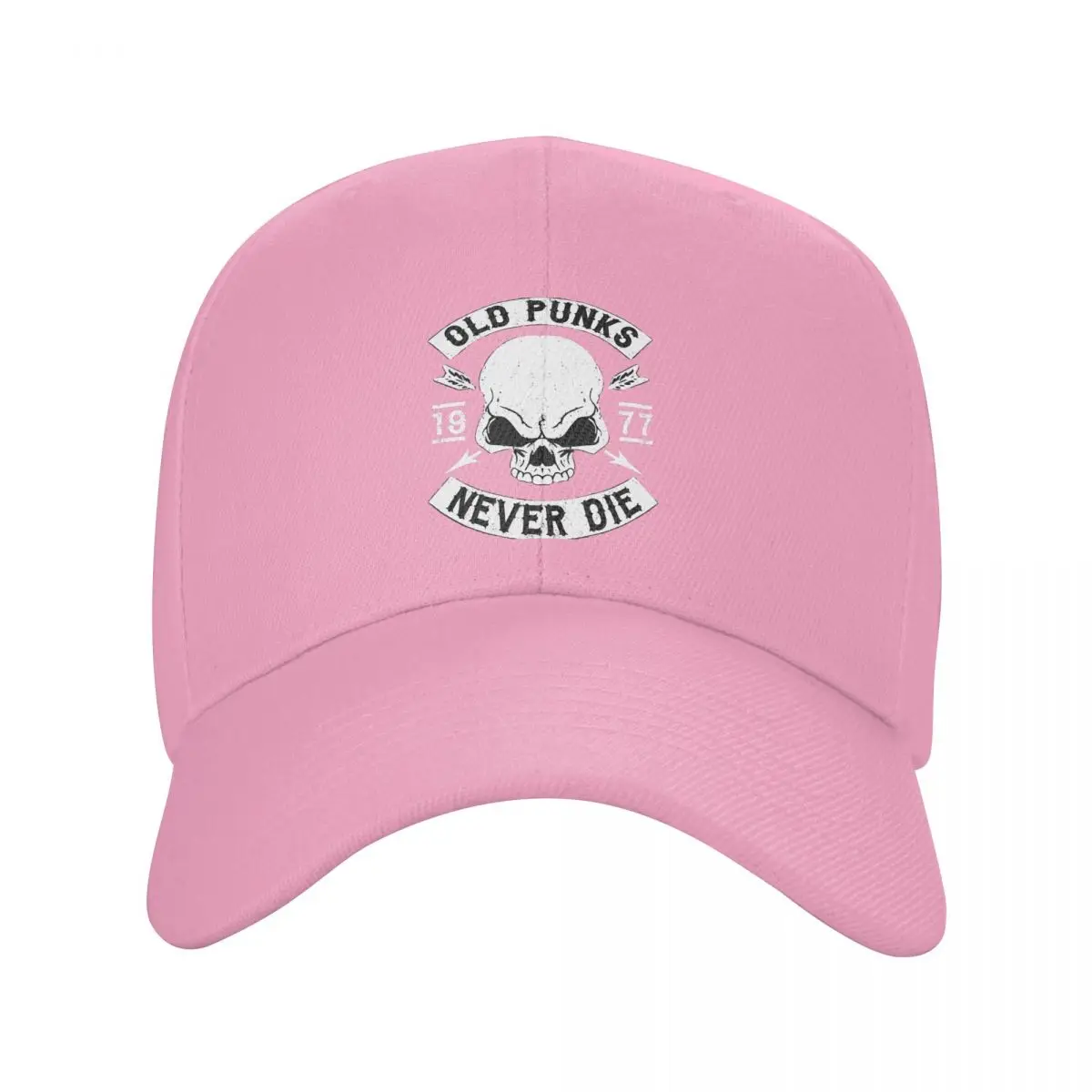 thumbnail image 1 of Gorras de béisbol punk rock de colores puros para papá. Gorra punk para mujer con visera. Gorra con visera "Old Punks Never Die"., 1 of 7