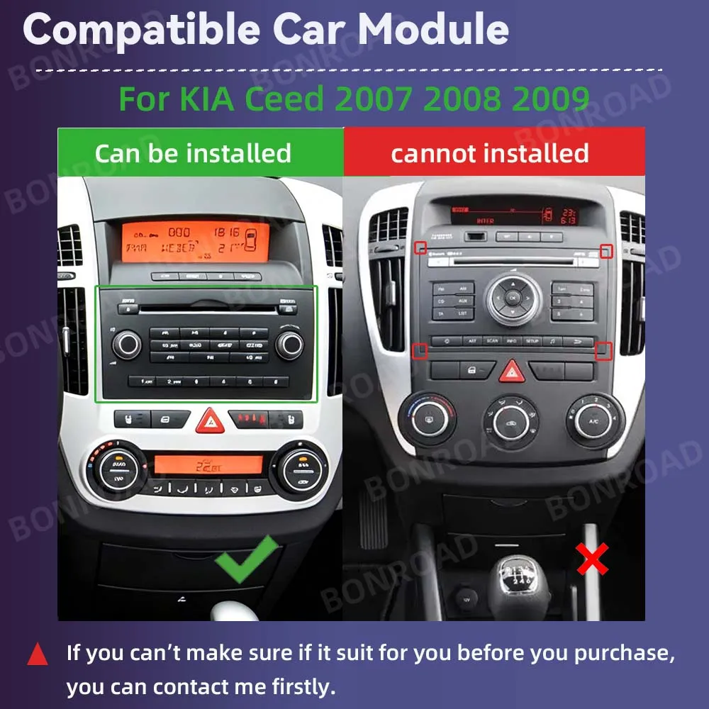 BONROAD Radio Multimedia para Auto con Sistema Linux de 7 Pulgadas y Pantalla Táctil para KIA Ceed 2007 2008 2009, Carplay Inalámbrico, Android Auto, Estéreo Inteligente para Auto con Bluetooth, Llamadas Manos Libres, Audio DSP, Radio RDS, Mirror Link, Reproductor de Youtube, Cámara Trasera, Reproductor de Audio para Auto 2
