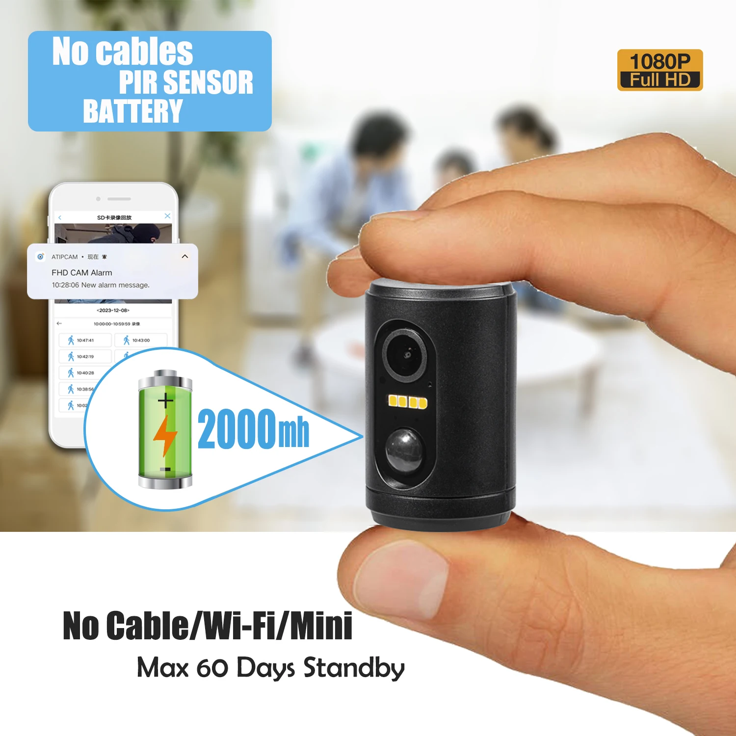 2MP-Mini-Battery-Camera-Wifi-With-Long-Standby-Indoor-PIR-Motion ...