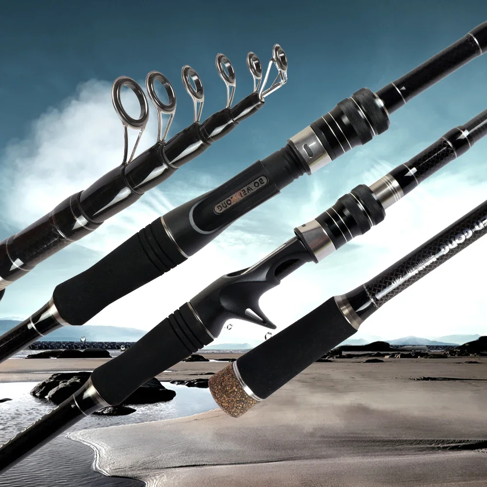 1.8M 2.1M 2.4M 2.7M 3.0M Carbon Rod Telescopic Lure Fishing Rods Casting  Spinning Rod Travel Pole 10-20g Sea Fishing MH Big Fish - AliExpress
