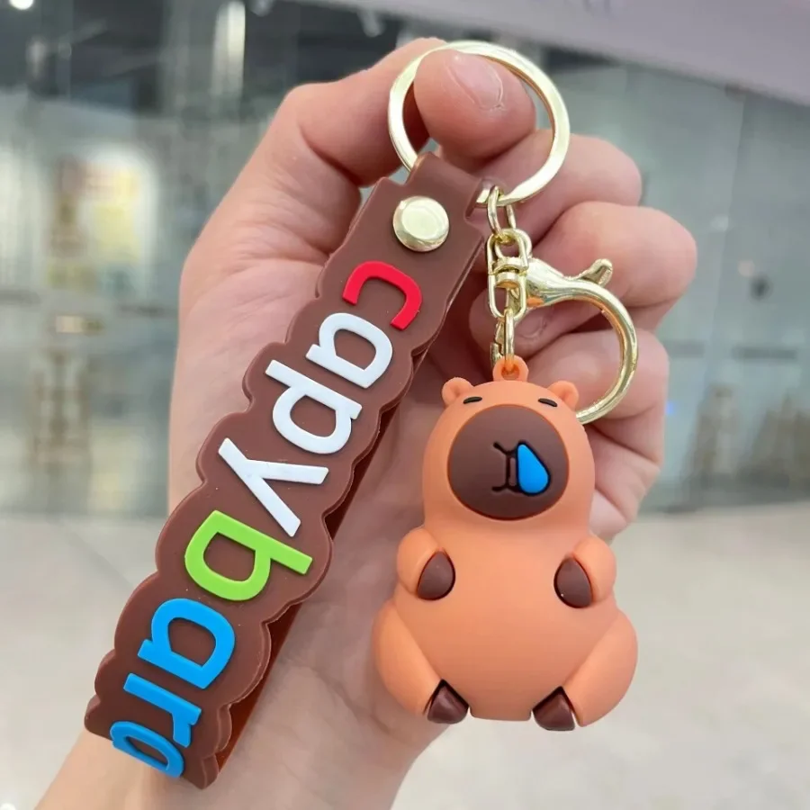 Cute Capybara Keychain Car Keys Anime Accessories Key Chain Women Doll Keyring Charm Holiday Gifts Jewelry