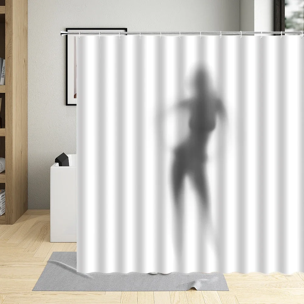Women Shadow Pattern Shower Curtain Sexy Girl Portrait Painting Fabric Waterproof Bathroom Curtains For Home Decor With Hooks 3