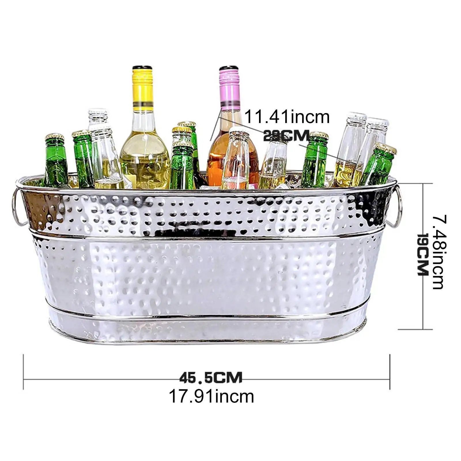 Ice Bucket Galvanized Tub Storage Container Durable Lightweight Ice Tub Beer Buckets for Drinks Champagne Cocktail Wine Party