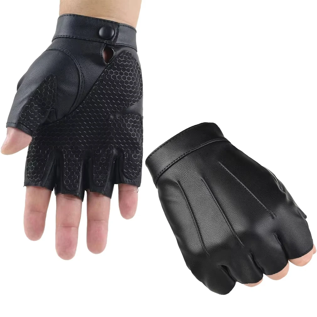 Half Finger Gloves Fingerless Gloves Tactical Gloves Leather Gloves Sports Gloves Gym Gloves Men Women PU Leather Gloves Lovers Fingerless Mittens Black Half Finger Outdoor Tactical Mens Leather Driving Gloves