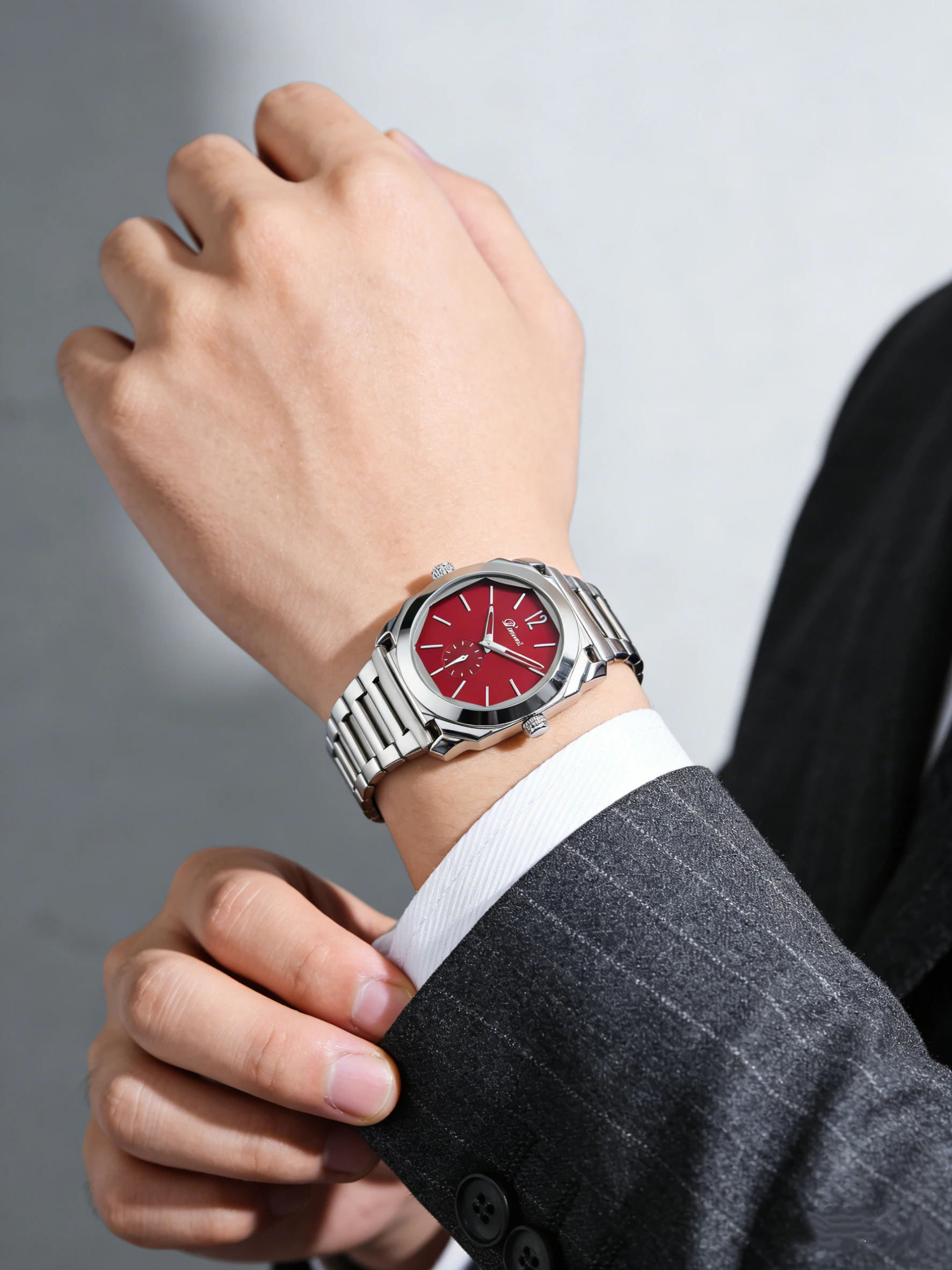 Men's Luxury Octagon Dial Stainless Steel Minimalist Wristwatch