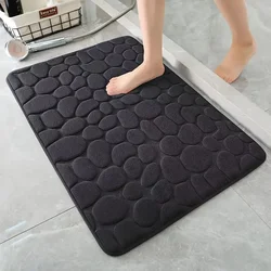 Cobblestone Embossed 3D Non-Slip Quick-Dry Bathroom Mat - 60cmx200cm (05 black)