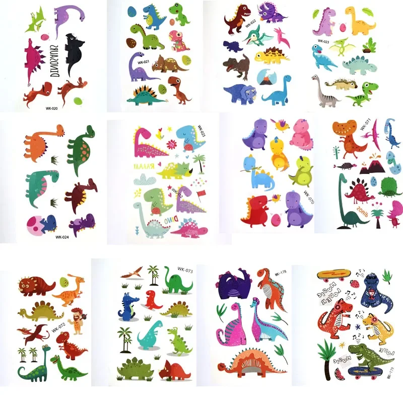 

Waterproof Temporary Tattoo Fake Tattoos Dinosaur Sticker Face Cosmetic Hand Face Foot Arm Body Art 10pcs