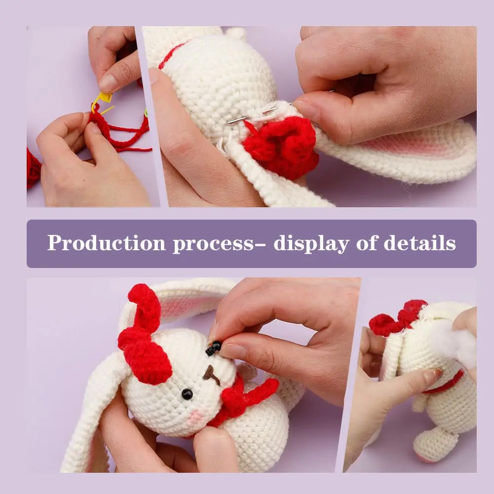 Fenrry Hedgehog and Rabbit Crochet Kits DIY Beginners With Yarn Balls Stitch Markers Needles Instruction Accessories