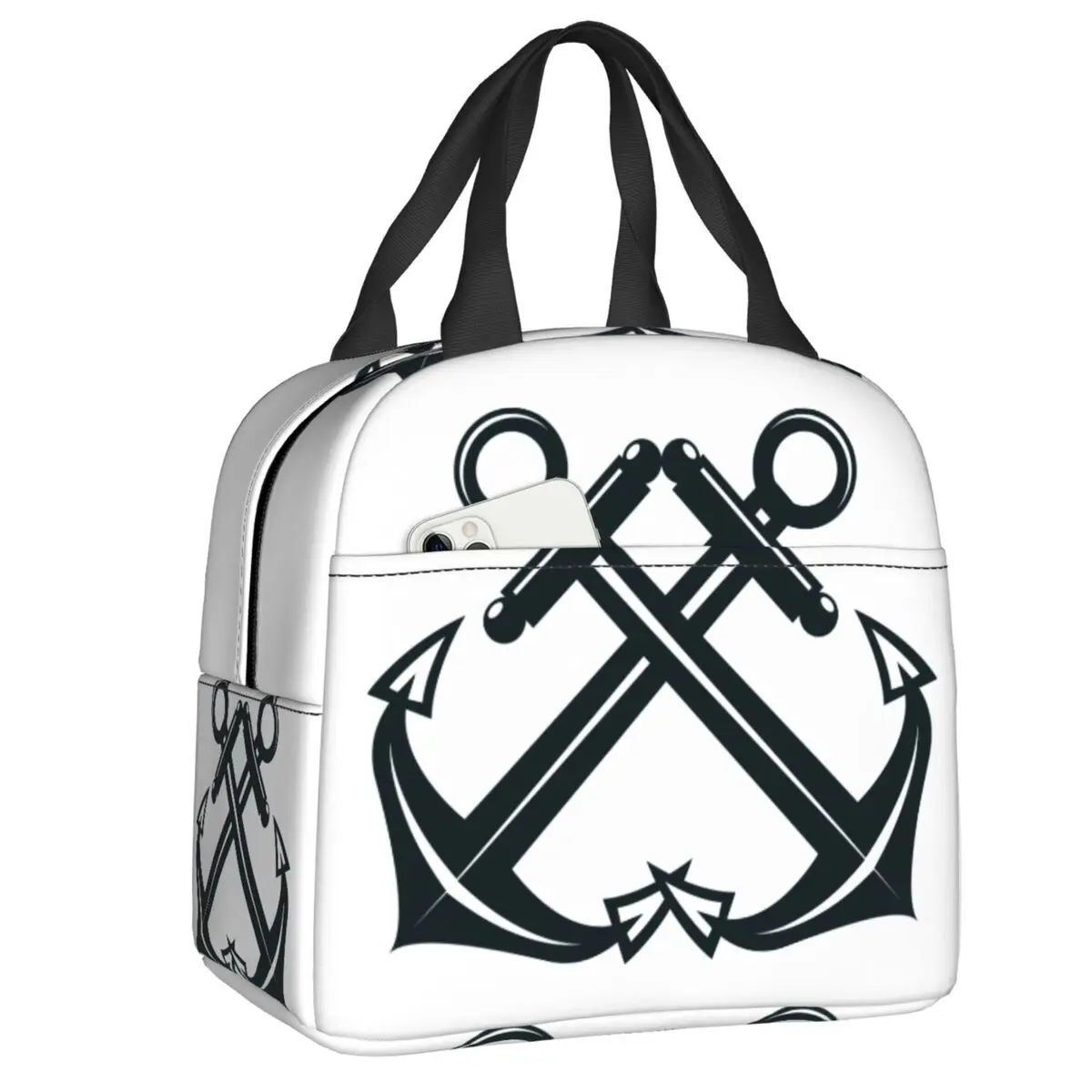 

Nautical Anchor Insulated Lunch Bags for Work School Sailor Adventure Waterproof Cooler Thermal Bento Box Women Children
