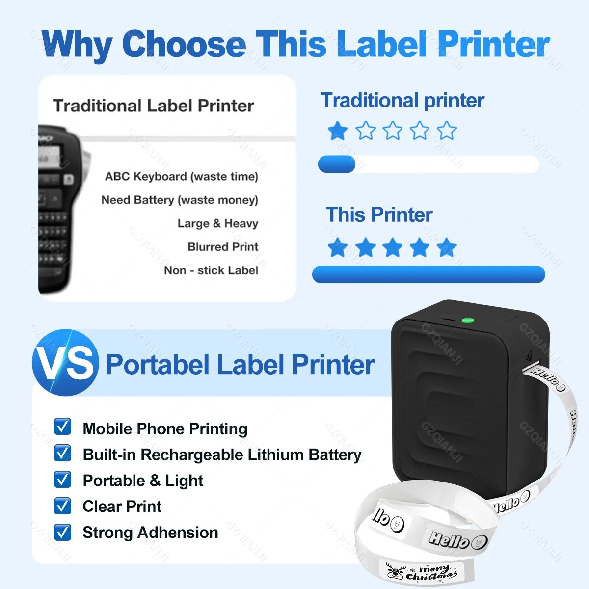 Marklife M1 Portable Thermal Printer Mini Adhesive Label Printer Inkless Bluetooth Printing Machine Sticker Labeling Machine