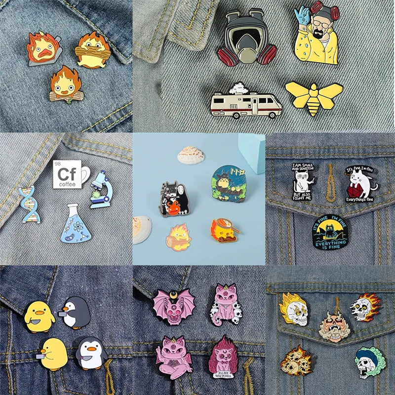 Animal Brooch Cute Cartoon Penguin Knife Series Alloy Chest Flower Exquisite Penguin/yellow Duck Animal Emblem Backpack Accessories