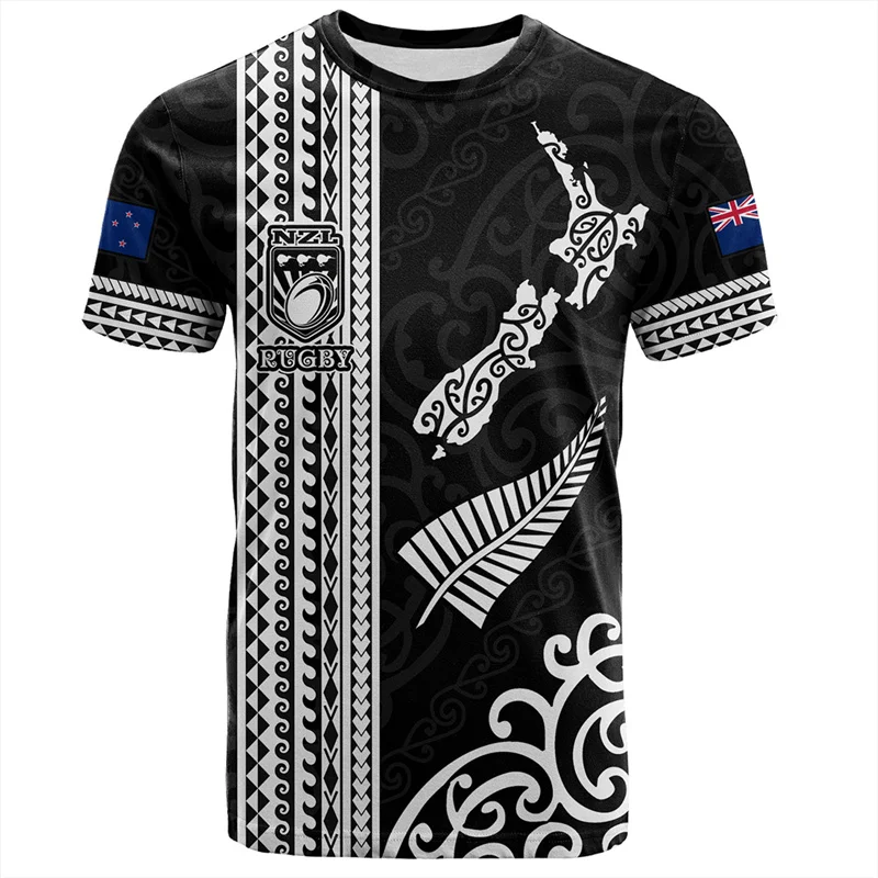 thumbnail image 1 of Camiseta con estampado 3D de pelota de rugby maorí de Nueva Zelanda, camisetas deportivas de secado rápido para hombres, ropa de gimnasio hawaiana de moda, 1 of 5