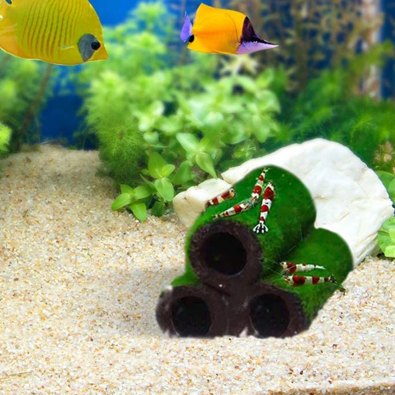 3 Pcs Brown Ceramic Shelters Shrimp Habitat Breeding Tube Hiding Cave fish tank ornaments,fish tank decorations,aquarium ornaments,mini landscape ornaments