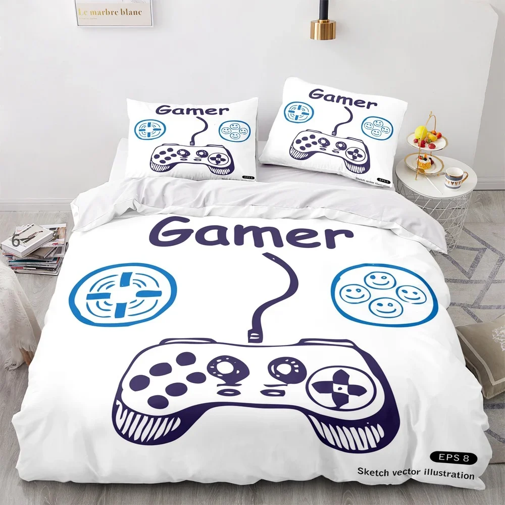 Game Printed Duvet Cover Set Gamepad Video Game Controller Bedding Set for Kids Teens Boys Bedroom Quilt Cover with Pillowcase