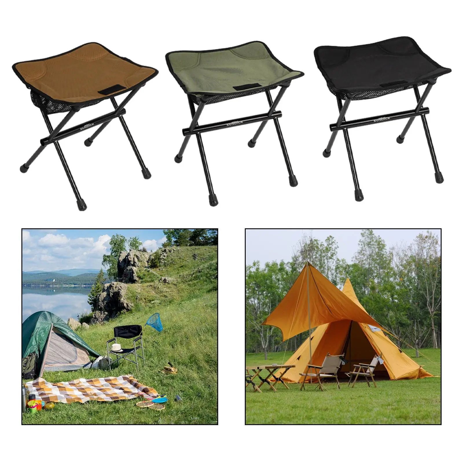 Folding Camping Stool Collapsible Stool Footrest Portable Fishing Chair Saddle Chair for Gardening Beach Hiking Picnic Lawn