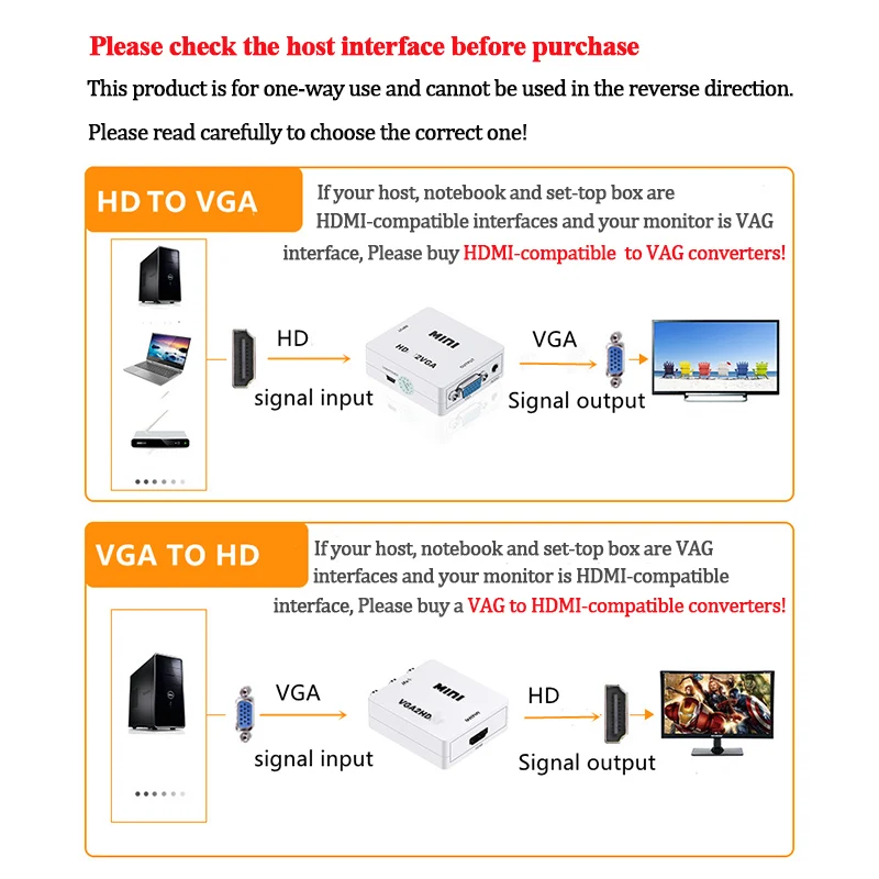 Mini HDMI-Compatible To VGA Adapter For PS3 XBOX TV Box PC Laptop HDTV Projector DVD 1080P Full HD VGA Video Converter Box hdmi to vga adapter