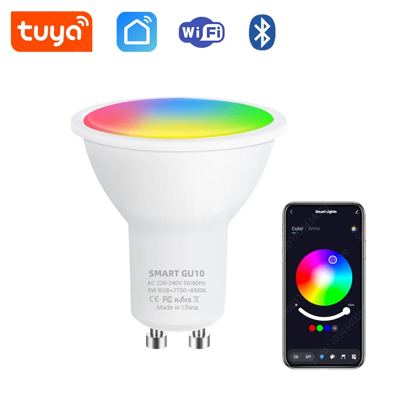 Smart LED Light Bulbs Tuya Smart GU10 Bluetooth APP Control RGB