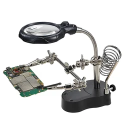 Precision Soldering Magnifier with Adjustable Lens and Stable Bracket (Black)
