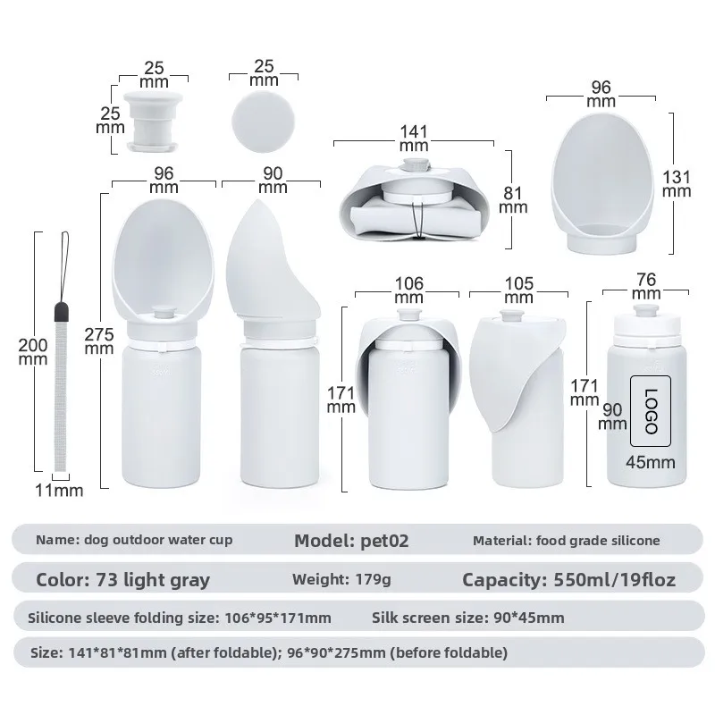 Portable Pet Walking Cup Anti Slip Cup Body Deep Design of Drinking Sink Suitable for Walking Hydration