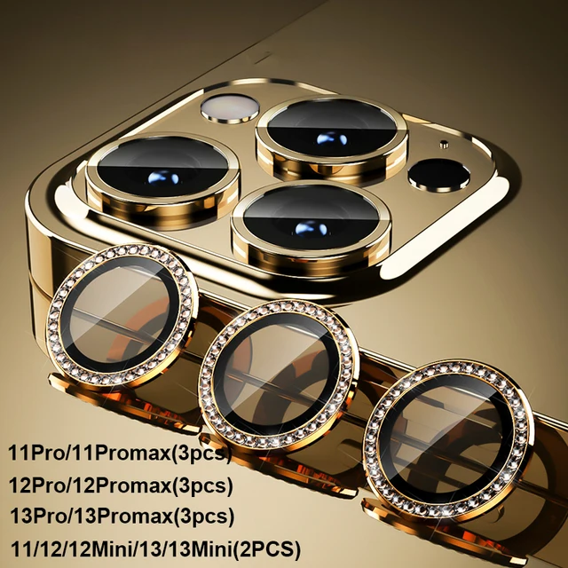 Protector de lente de cámara con brillo de diamante para iPhone 13, 12, 11  Pro Max, Mini anillo de Metal, cristal, iPhone 13 Pro Max - AliExpress