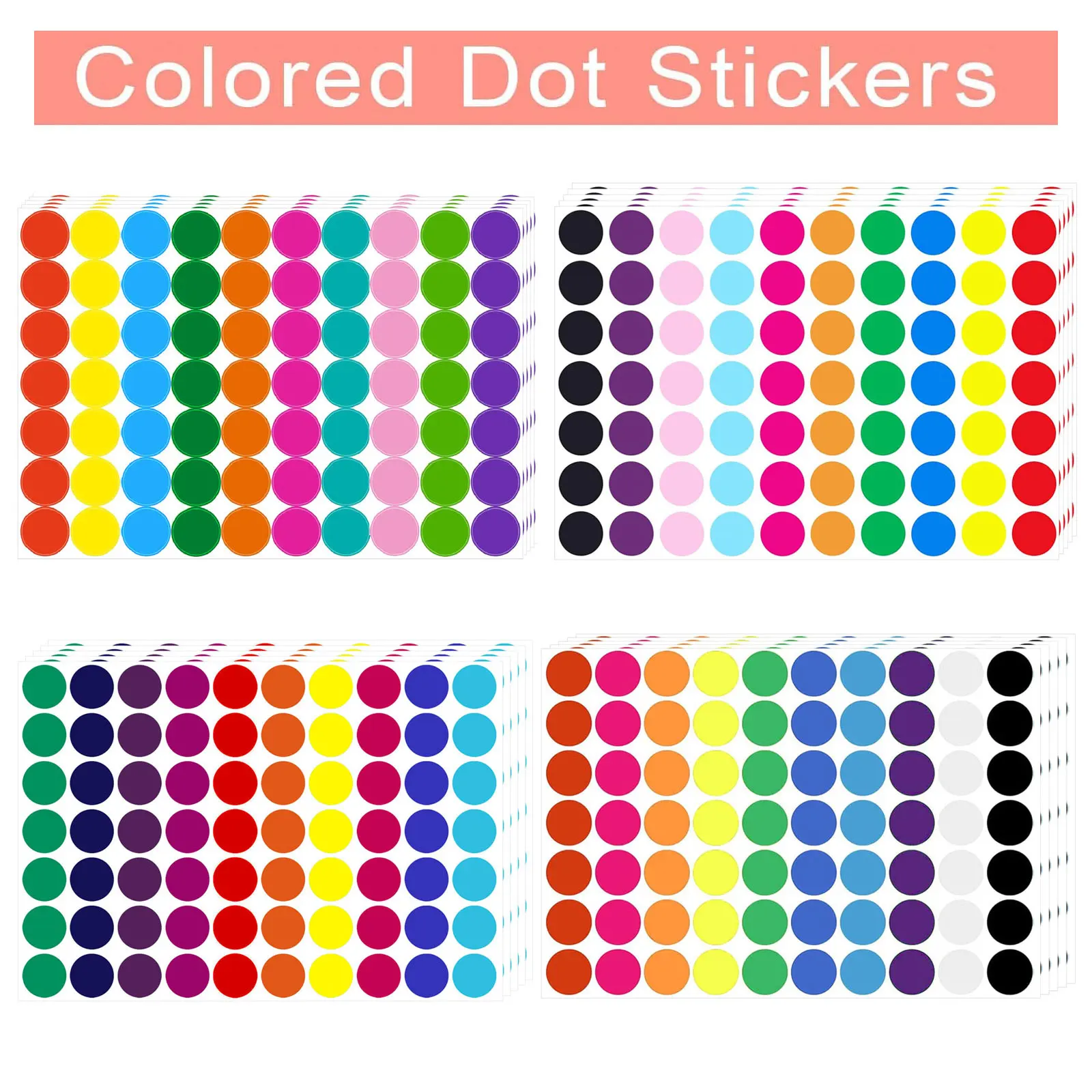 700-1400 PCS 컬러 도트 스티커 라운드 컬러 코딩 라벨 원형 도트 라벨 가격 스티커 폴카 서클 도트 스티커 라벨