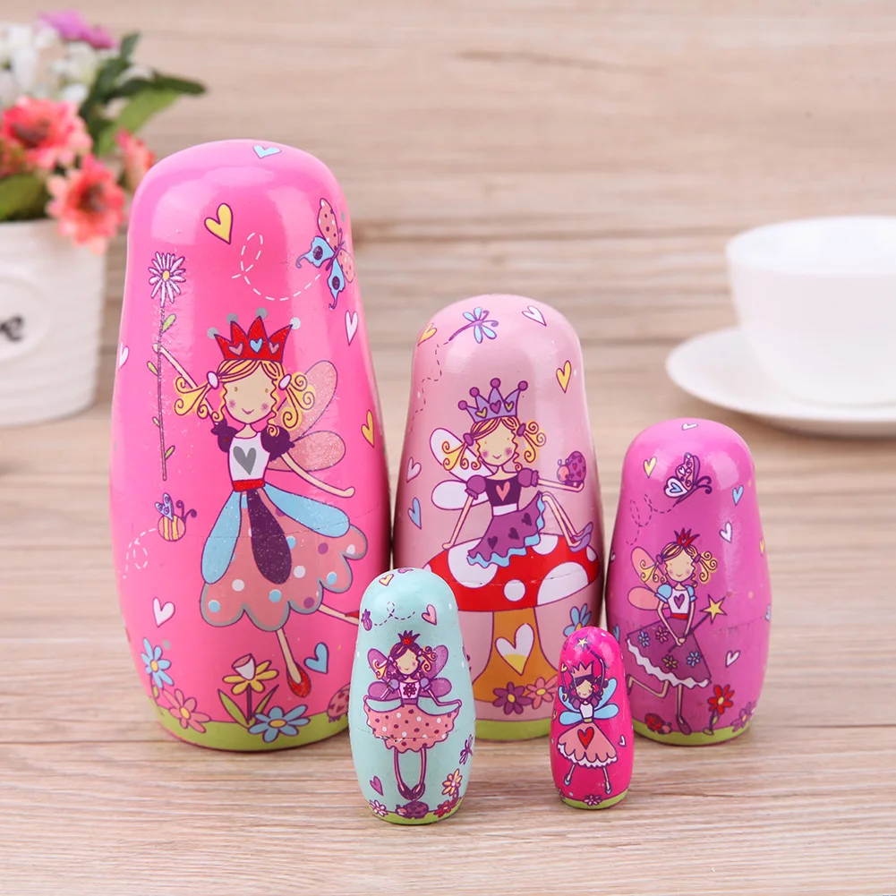 26 Styles 5/10pcs/Set Cute Wood Russian Nesting Babushka Matryoshka Doll Hand Paint Toys Craft Toys Home Decoration Kids Gifts Nesting Dolls