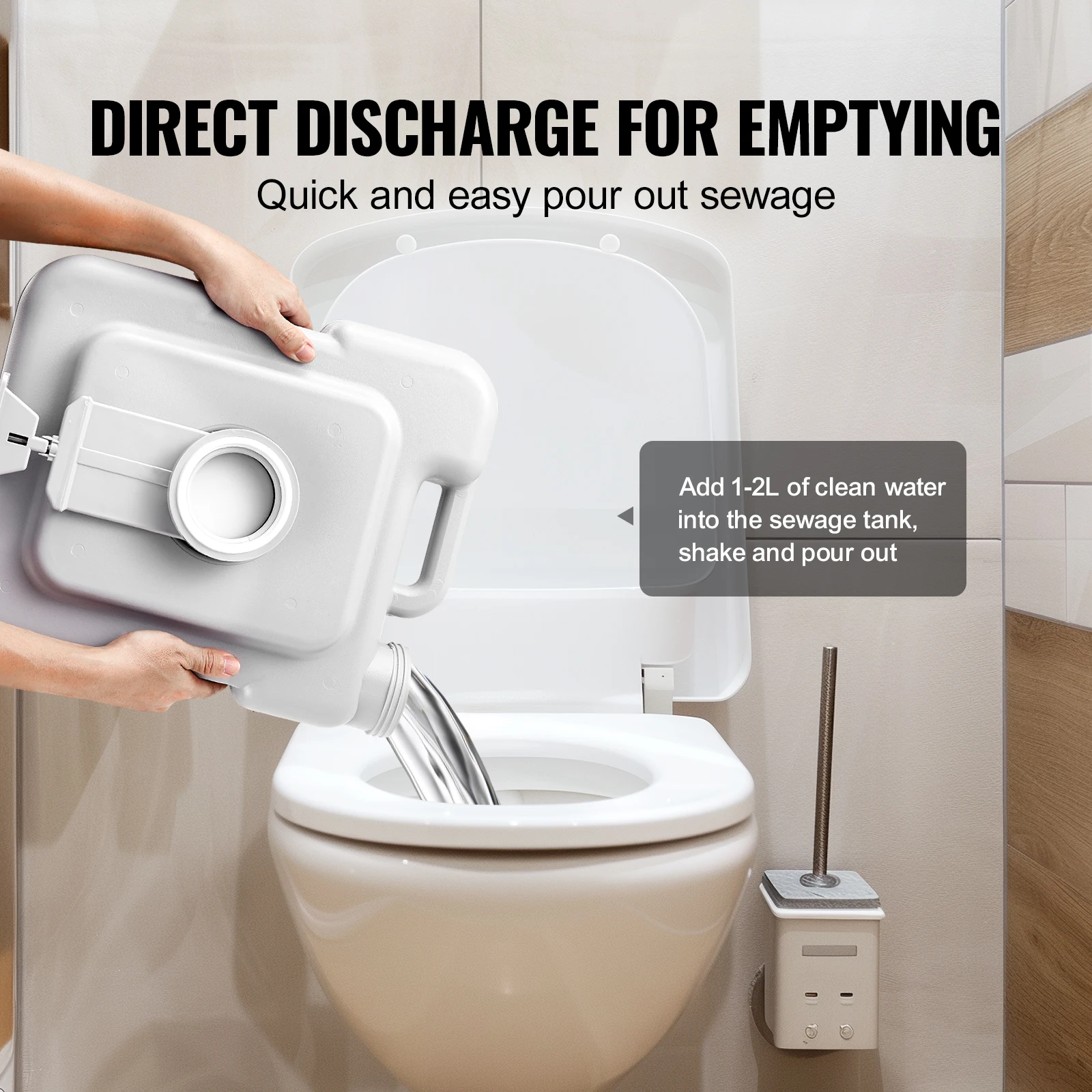 VEVOR Portable Toilet for Camping Porta Potty Push-Button Pressurized Flush Commode Leak-proof and Odourless Portable Toilet 5