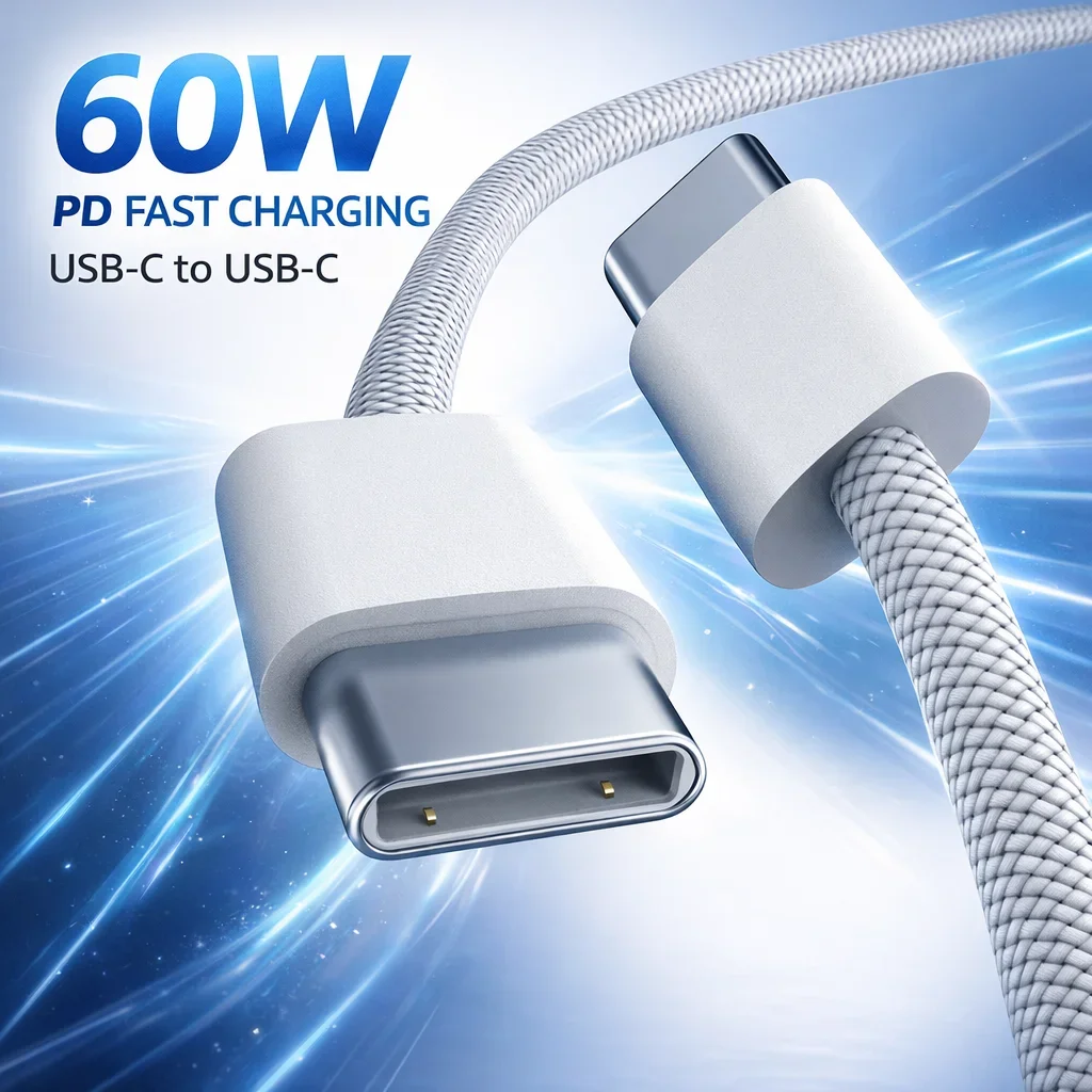 รูปสินค้า สายชาร์จ USB-C 60W ชาร์จเร็วทุกอุปกรณ์