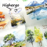 2m/ Roll Matte The Four Seasons PET Sticker Decorative Natural Scenery Tape For Scrapbook Magazine Aesthetic Stationery 1