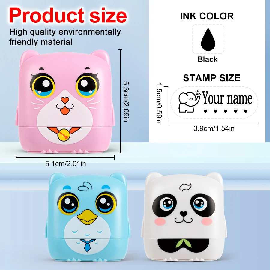 Children's Name Seal Custom personalized logo black ink Student's Stamp Kindergarten Clothes Waterproof Name Sticker gift set name stamp set