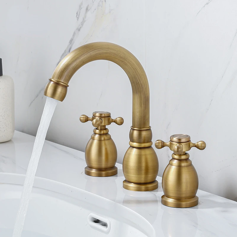 Set Di Rubinetti Per Bagno In Ottone Doppio Supporto Rubinetto Per Lavabo A Tre Fori Rubinetti Per Lavabo Con Acqua Calda E Fredda Divisi Rubinetto Ne