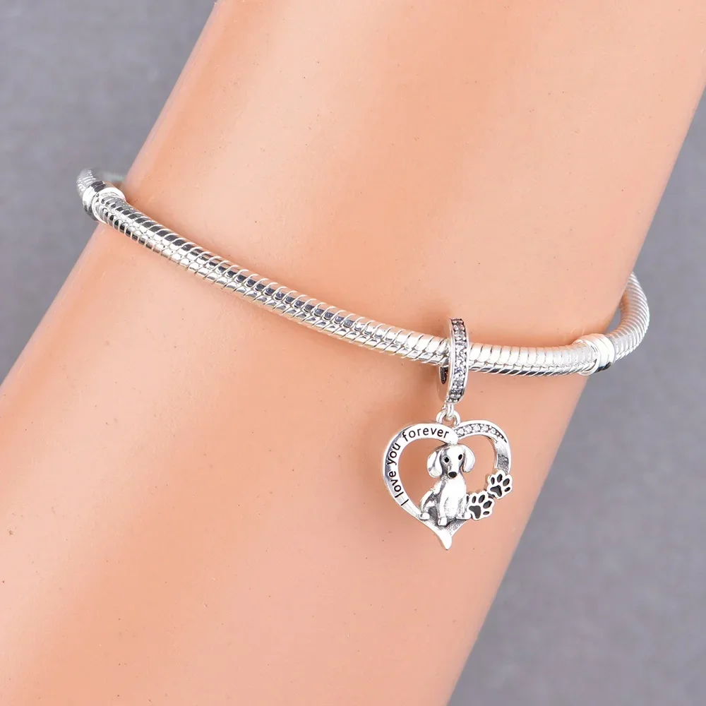 Fit Original Pan Charm Bracelet 925 Sterling Silver Pug Schnauzer Yorkshire Poodle Dachshund Dog Breed Bead For Making Berloque 5
