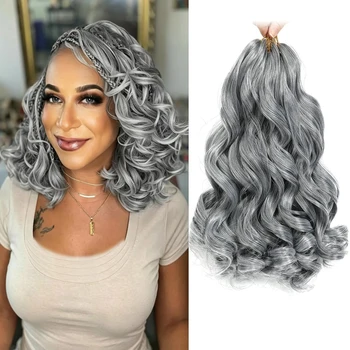 Capelli Ricci Francesi per Intrecciare, Extension Sintetiche Ondulate e Voluminose da 12/16/20/22 Pollici
