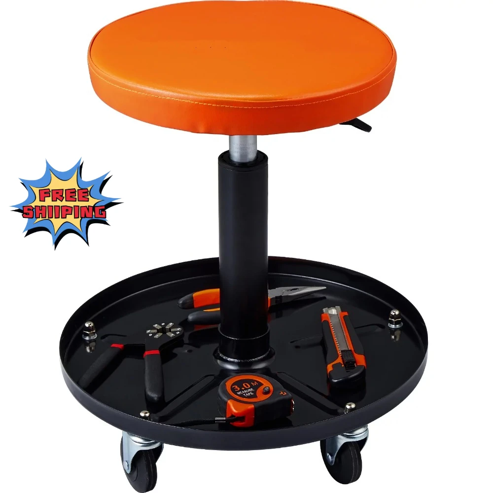 

Mechanic Stool 250LBS Adjustable-Height Rolling Auto Creeper Garage Shop Seat with 360° Casters Tool Tray