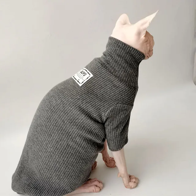 Costume Sphinx en coton col roul pour chat sans poils chemise fond tenues de chaton v