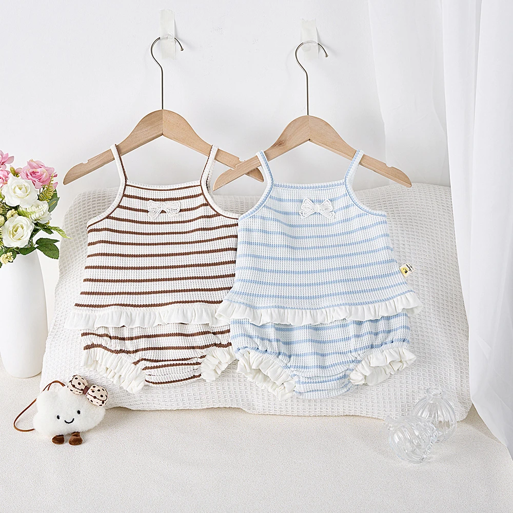 Cotton Baby Girls Summer Striped Camisole and Shorts