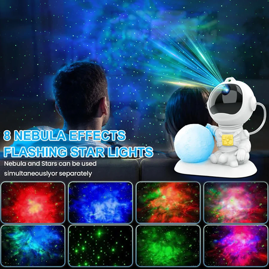 Astronaut Galaxy Projector Fairy Lights Ceiling LED Spotlight USB Powered Remote RGB Night Lamp for Gaming Room Christmas Party 4