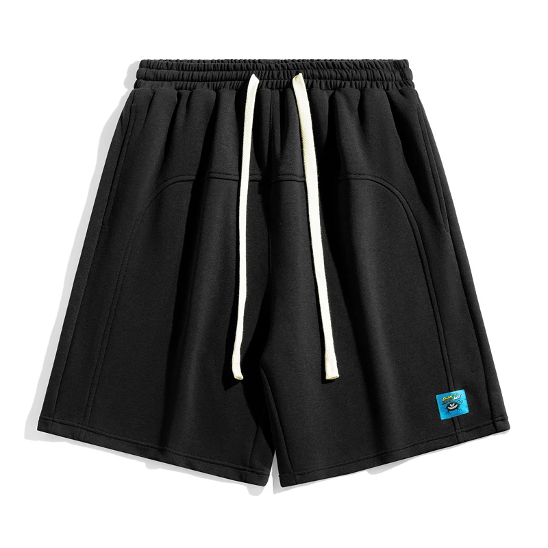 Fashion Lace Up Spliced Solid Color Casual Shorts Men's Clothing 2024 Summer New Loose Elastic All-match High Waist Knee Shorts