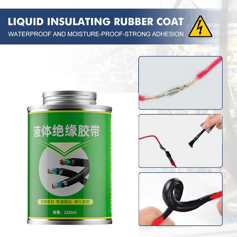 Description Picture 2 of item100/260ml Liquid Electrical Tape Insulating Tape Fix Line Glue Liquid Insulation Paste Repair Rubber Electrical Wire Cable Coat