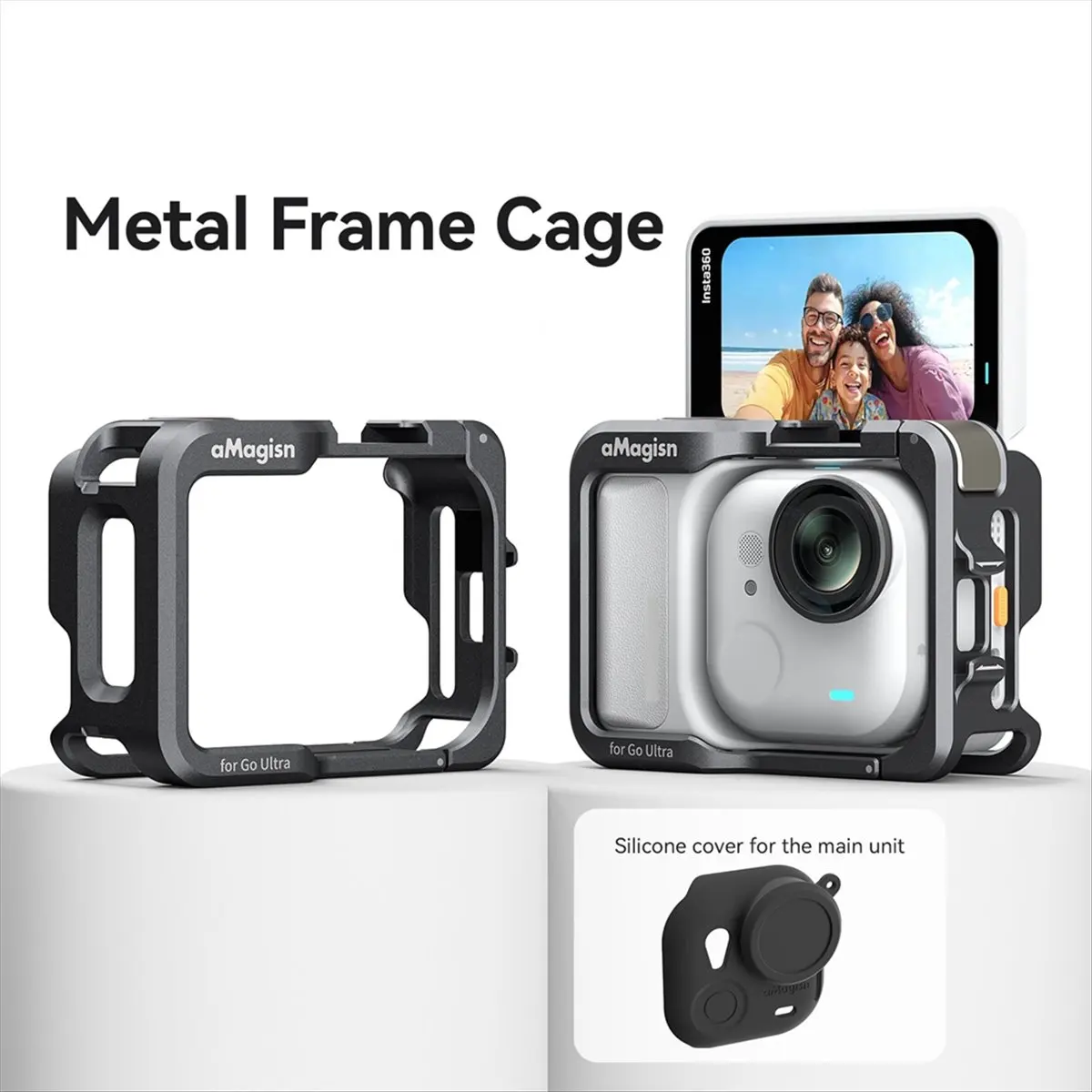 Insta360 GO Ultra용 M05K AMAGISN 메탈 래빗 케이지 확장 프레임 보호 케이스 Insta360 GO Ultra용 콜드 슈 마운트