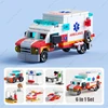 City Series Medical Ambulance 6 In1 MOC Building Blocks Kit Bricks Rescue Vehicles Doctor Car Classic DIY Model Kid For Toy Gift 1