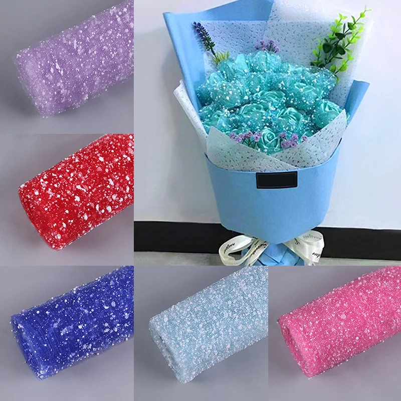 50cm Translucent Flower Wrapping Paper Snow Dot Gauze Yarn Packaging Paper Wedding Party Decor Florist Bouquet Material Supplies