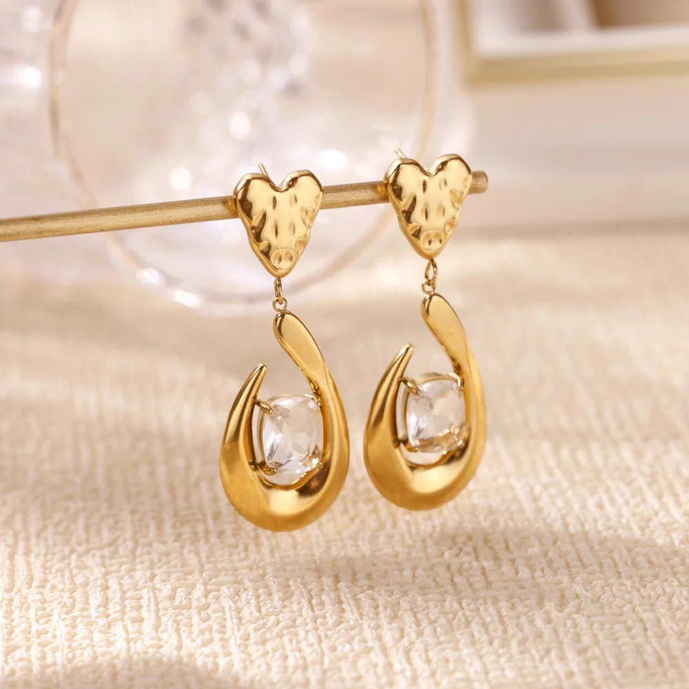 Zircon Green Heart Earrings for Women Girls